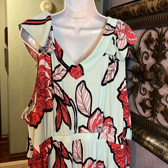 Iman Global Chic Maxi Dress Green Tropical Print Sleeveless NWOT Sz 4X - Picture 9 of 14